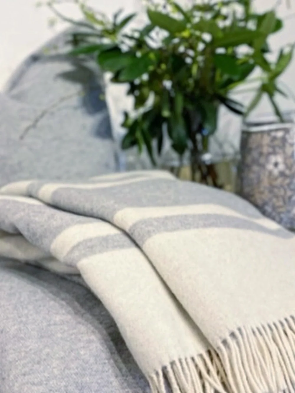 Strong Home Twin Color Superfine Lambswool Throw Made In Italy Grey Melange